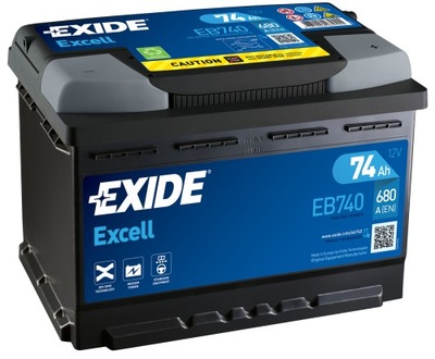 BATTERY EXIDE EXCELL 12V 74AH 680A P+ EB740 MOZLIWY ADDITIONAL DELIVERY ASSEMBLY  
