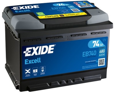 BATTERY EXIDE EXCELL 74AH 680A EB740  