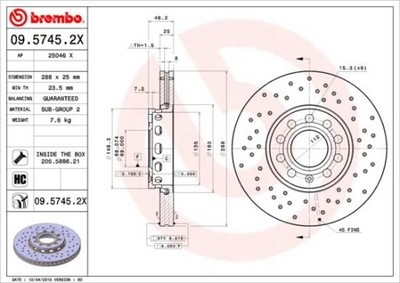 BREMBO 09.5745.2X DISCO DE FRENADO  