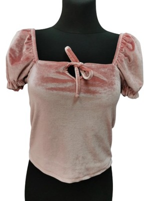 Primark bluzka welurowa różowa NOWA 32 34