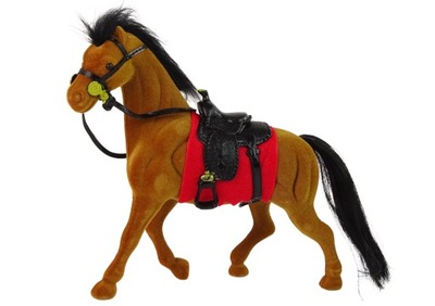 Figurka Brązowy Aksamitny Koń Czerwone Siodło