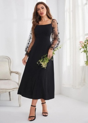 SHEIN GŁADKA SUKIENKA CZARNA ELEGANCKA 44 VXC