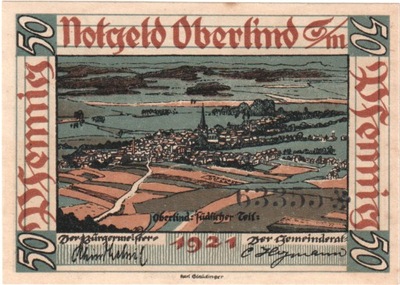 Banknot, Niemcy, Oberlind Gemeinde, 50 Pfennig, pa