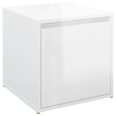 Puf z szufladą, biały z połyskiem, 40,5x40x40 cm
