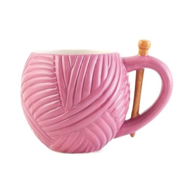 KUBEK CERAMICZNY włóczka druty szydełka etui 500ml