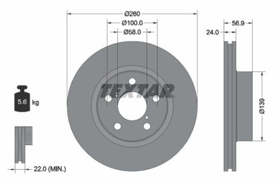 2X DISCO DE FRENADO SUBARU PARTE DELANTERA IMPREZA/LEGACY -00- RUEDAS 14 260MM 92081900  