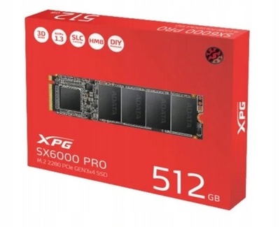 Adata Dysk XPG SX6000 Pro 512GB M.2 2280 PCIe GEN3x4 NVMe 1.3 SSD