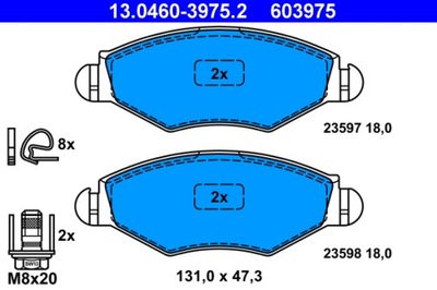 ATE 13.0460-3975.2 КОМПЛЕКТ КОЛОДОК ТОРМОЗНЫХ, ТОРМОЗА TARCZOWE