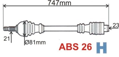 Приводной вал приводная renault kangoo 1.5dci abs26 правый фото №1