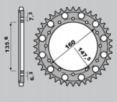 CHT ЗУБЧАТКА ЗАДНЯЯ 1507 54 ERGAL FANTIC МОТОЦИКЛ 50/80/125/200 '84-'96 ENDURO T