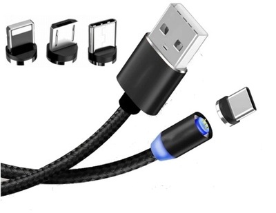 Magnetyczny Kabel 3w1 Do IPHONE Micro USB TYP-C