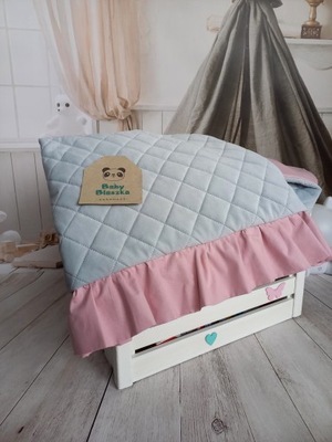 Narzuta velvet na łóżko dziecięce z falbanką
