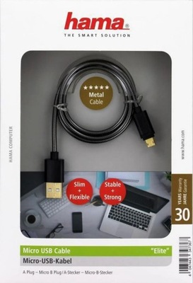 Kabel Przewód USB - Micro Mikro USB Wzmacniany 0,75m Hama