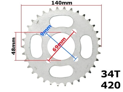 NUEVO ENGRANAJE RUEDA ENGRANAJE PARTE TRASERA PARTE TRASERA CADENA 420 34 ZEBY QUAD ATV 110 HB  