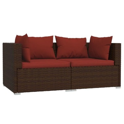 Sofa 2-osobowa z poduszkami, brązowa, 140x70x60.5 cm