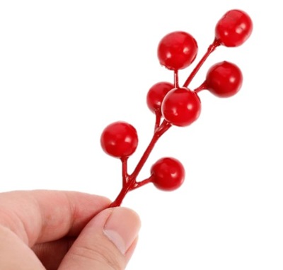 GŁÓG JARZĘBINA CZERWONE KULKI NA STROIK OZDOBA ŚWIĄTECZNA