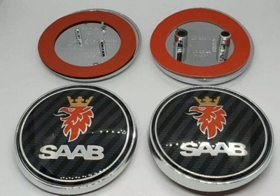 SAAB 68 NUEVO EMBLEMA 68 MM CARBÓN 2 PIN 3 PIN  