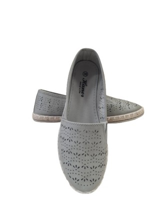 ESPADRYLE AŻUROWE SREBRNE HANER R.39