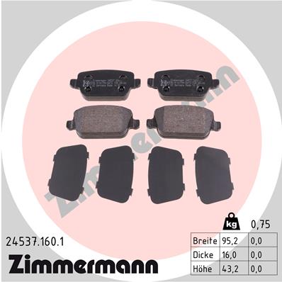 ZIMMERMANN 24537.160.1 КОЛОДКИ ТОРМОЗНЫЕ