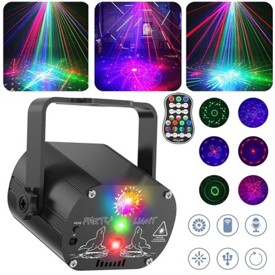 ŚWIATŁO IMPREZOWE, EFEKTY ŚWIETLNE RGB, STEROWANE GŁOSEM NASTROJOWE ŚWIATŁO