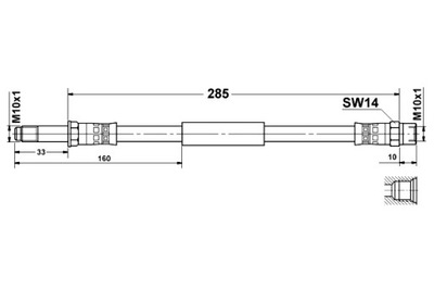 ATE ПАТРУБОК ТОРМОЗНОЙ ЗАД L/P DŁ 285MM M10X1 M10X1 BMW 5 F10 5 F11 5