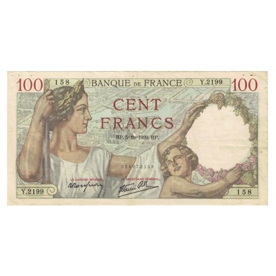 Francja, 100 Francs, Sully, 1939, Y.2199158, EF(40