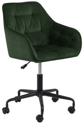 Krzesło biurowe welurowe pikowane zielone