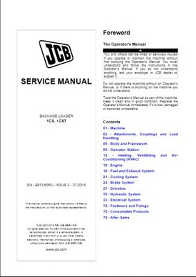 JCB SERVICE MANUAL BACKHOE LOADER 1CX, 1CXT