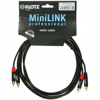 KLOTZ Kabel wtyk 2x RCA / 2x RCA Cinch stereo 3m