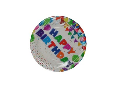 Talerze papierowe HAPPY BIRTHDAY party 18 cm 6szt