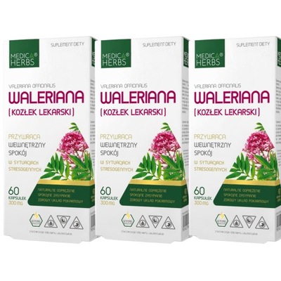 Medica Herbs Waleriana (Kozłek Lekarski) - 3x60 kaps 300 mg