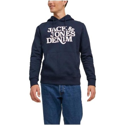 JACK&JONES GRANATOWA BLUZA PRINT KAPTUR (L)