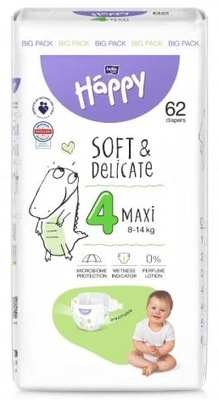 Bella Baby Happy Maxi 4 8-14kg Pieluszki dla dzieci, 62 sztuki