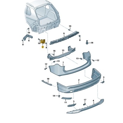 Напрямна напрямна бампера seat tarraco задня правий фото №1
