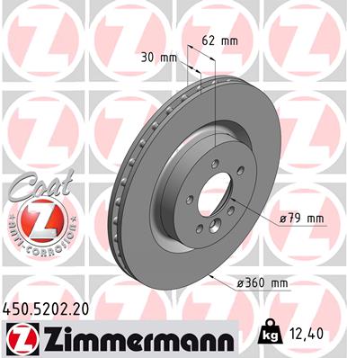 ZIMMERMANN 450.5202.20 ДИСК ТОРМОЗНОЙ