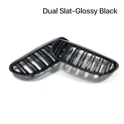 GLOSS BLACK DOUBLE SLAT GRILLES FRONT DRUMICA REJILLA DE RADIADOR PARA BMW 6 SERIES M6 E63  