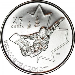 25 cent (2008) Kanada - Vancouver 2010 Snowboard