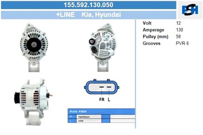 BV PSH GENERATORIUS HYUNDAI KIA 130A GENERATORIUS 