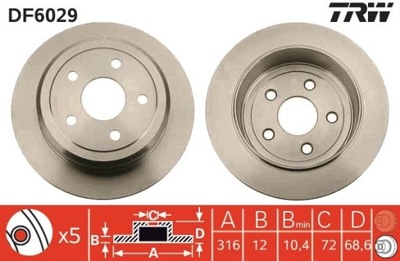 2X DISCO DE FRENADO JEEP PARTE TRASERA WRANGLER 10- DF6029  