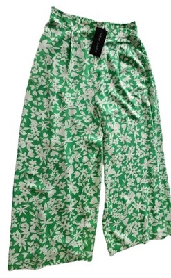 New Look spodnie kuloty zielone kwiaty 36