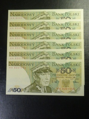 50 Złotych,1988r.seria HA,bez obiegu.