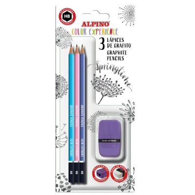Zestaw dla dzieci i dorosłych 3 ołówki HB do szkicowania + temperówka gumka