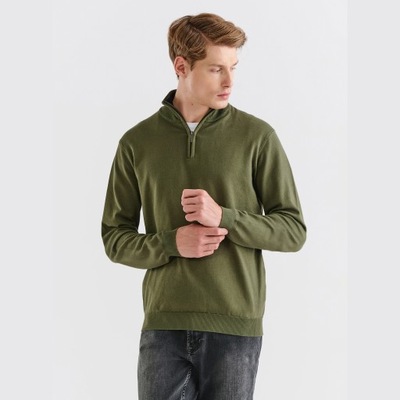 Zielony sweter z zapinaną stójką PAKO LORENTE M