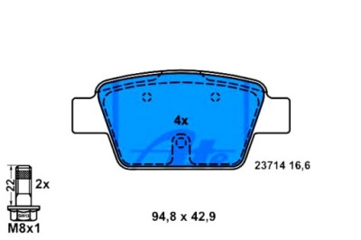 Ate гальмівні колодки ham. alfa задня mito 08- + асистент водія #28 фото №1