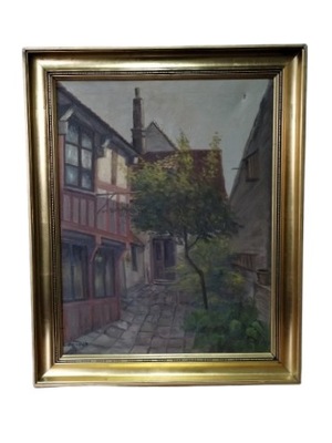 "Stare podwórko" obraz olejny na płótnie C. Berendt