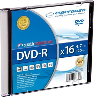 PŁYTA DVD-R 4,7GB ESPERANZA 16X SLIM 1szt.