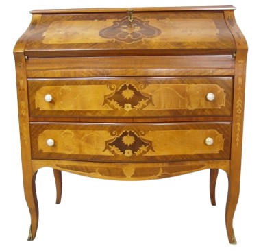 sekretarzyk intarsjowany z szufladami - jak biurko