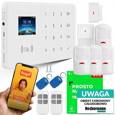 ALARM DOMOWY GSM WIFI ZESTAW 5 CZUJNIKÓW RUCHU