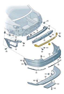 ELEMENTO-GUÍA SOPORTES DE PARAGOLPES VW PASSAT CC PARTE TRASERA  