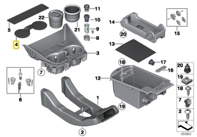 BMW F25 F26 ALFOMBRILLA DE GOMA PARA BEBIDAS 51169309048 CON  